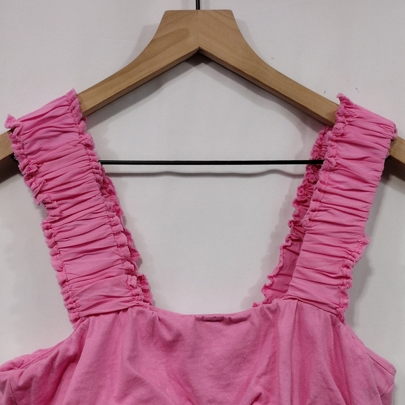 Free People Ruffle Cropped Tank Top Women's XS Pink Barbiecore Retro Casual - Picture 5 of 6